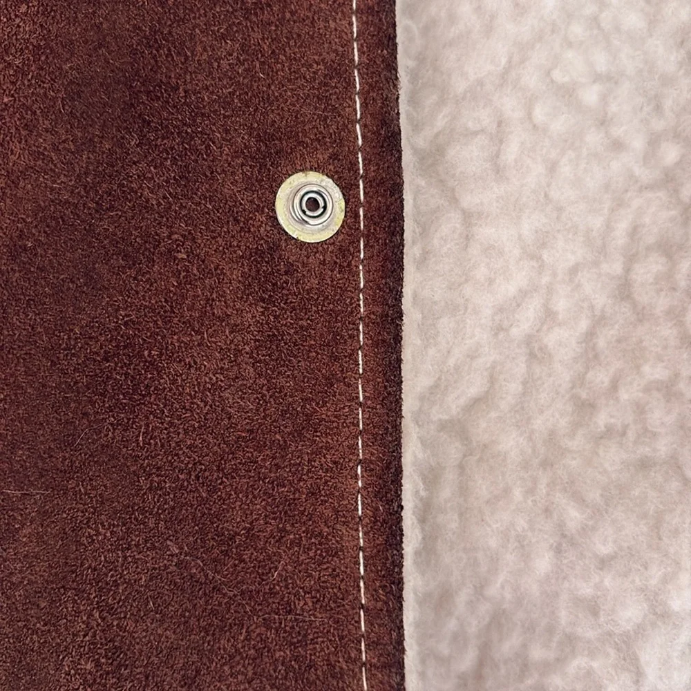 Vintage Sears ‘The Leather Shop’ Brown Suede Shearling-Lined Men's Vest. Size L